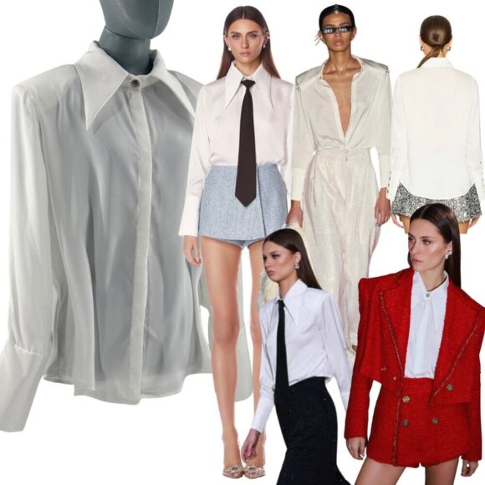 🆕 BRONX & BANCO 🧿 NWOT Blair Ivory White Shirt Blouse, Snap Cuffs - Sz L US 8